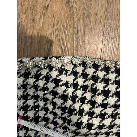 LDT RILEY STRAPLESS FLOUNCE TWEED MINI DRESS Black and White Houndstooth size 4 - Picture 8 of 10